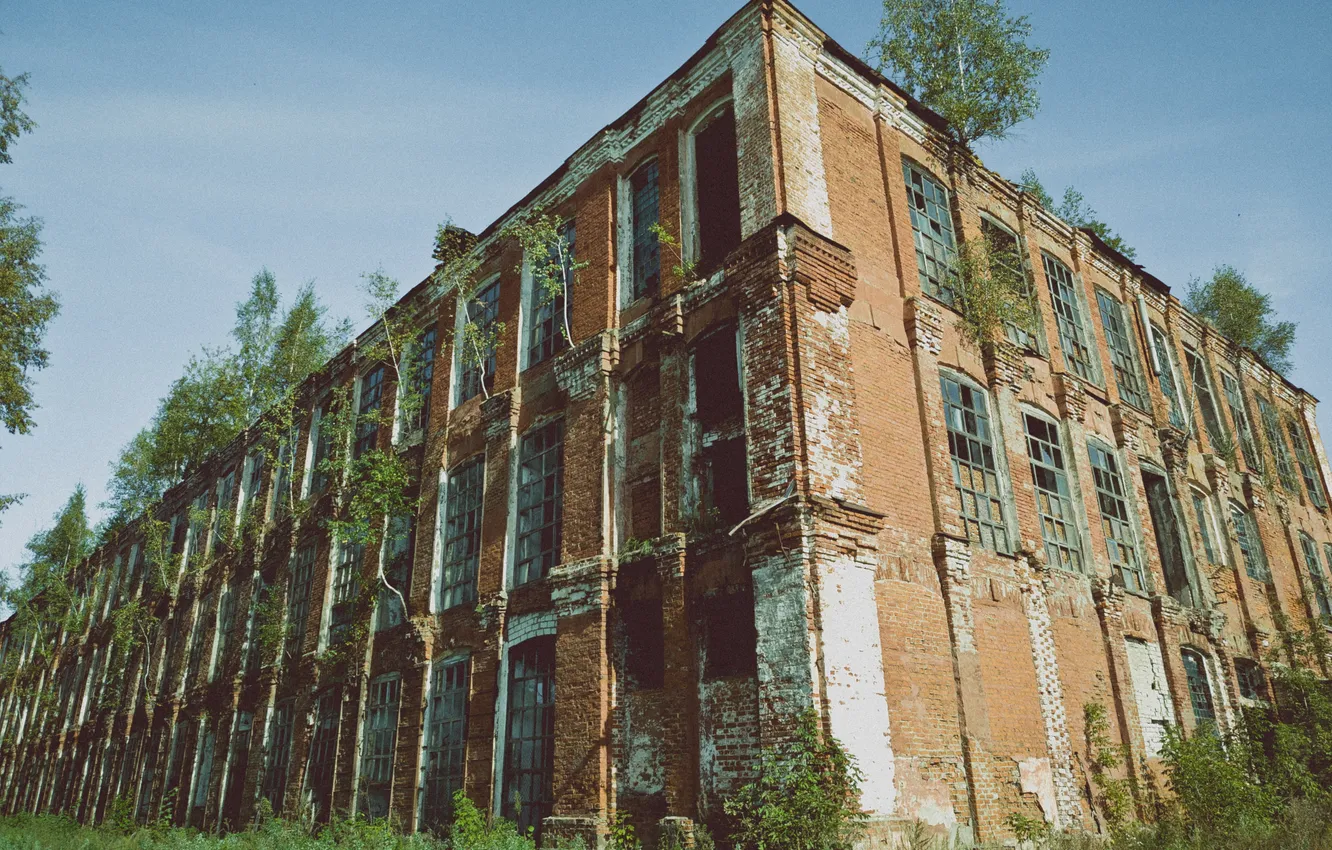 Photo wallpaper autumn, the sky, grass, clouds, trees, building, Russia, architecture
