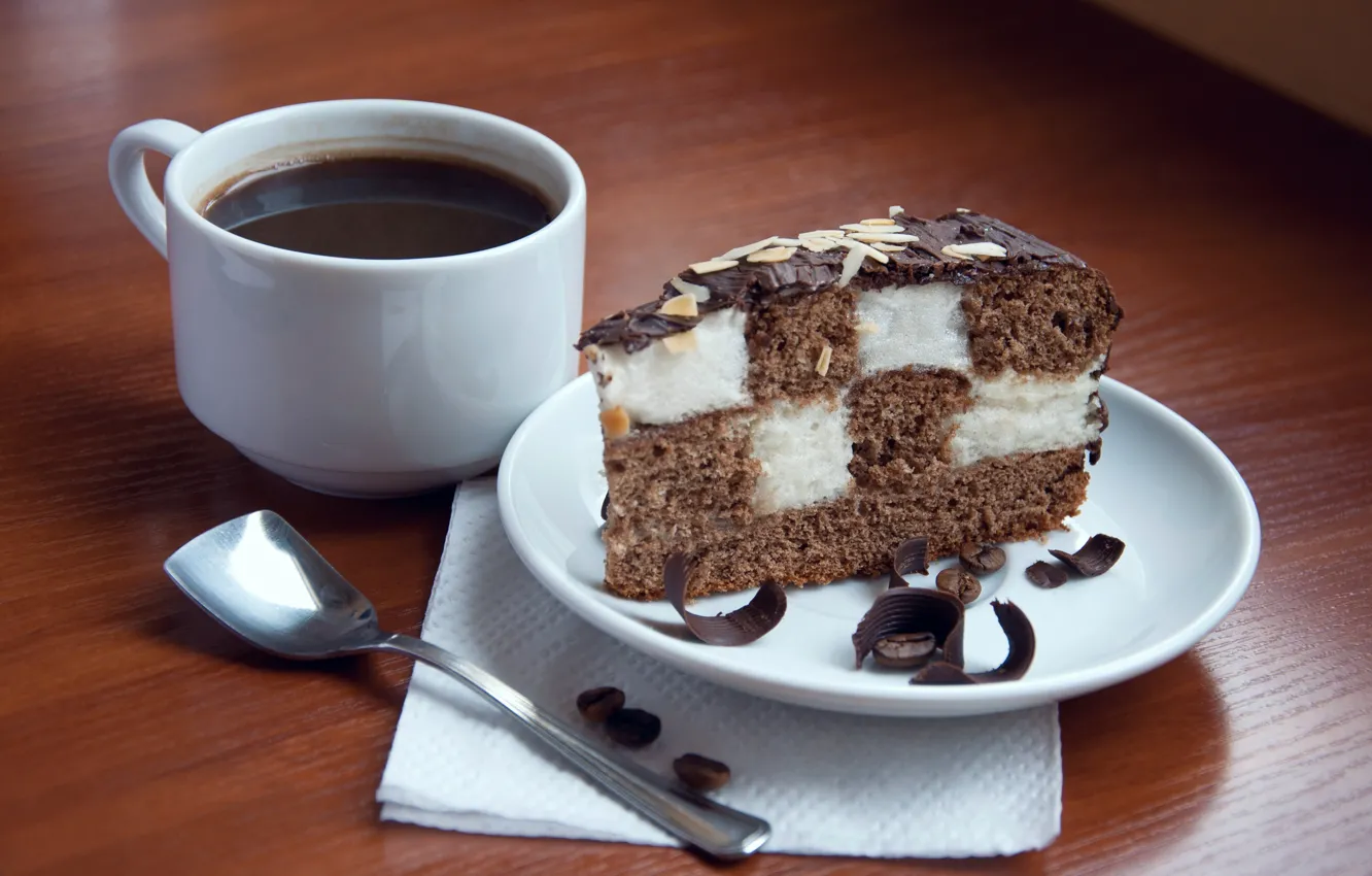 Photo wallpaper coffee, chocolate, cake, coffee beans