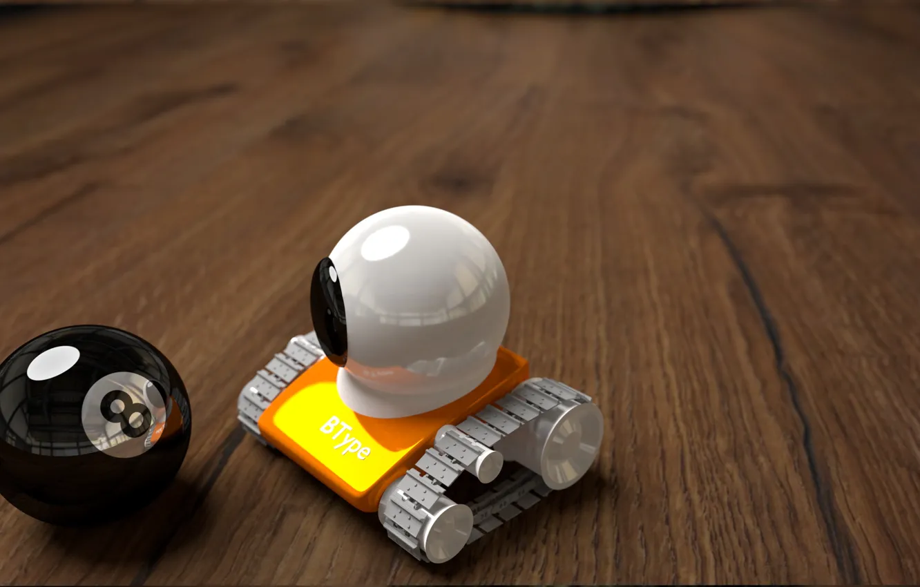 Photo wallpaper caterpillar, robot, Billiard ball