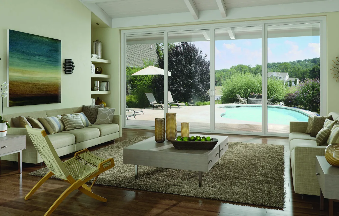 Photo wallpaper design, style, Villa, interior, pool, Italy, terrace, living room