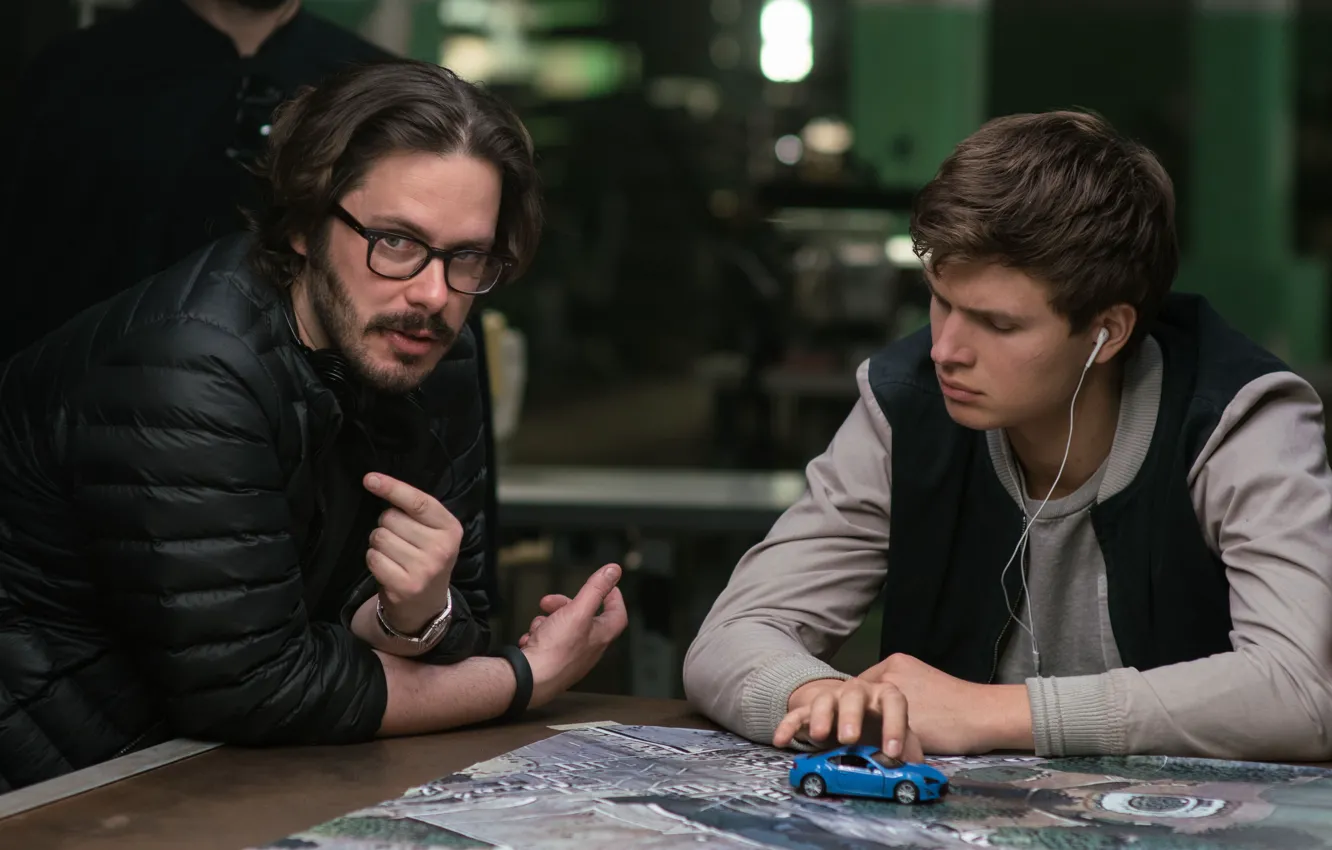 Photo wallpaper car, cinema, movie, film, Ansel Elgort, Baby Driver, Edgar Wright