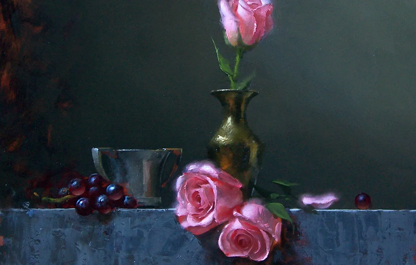 Photo wallpaper roses, picture, still life, David Cheifetz