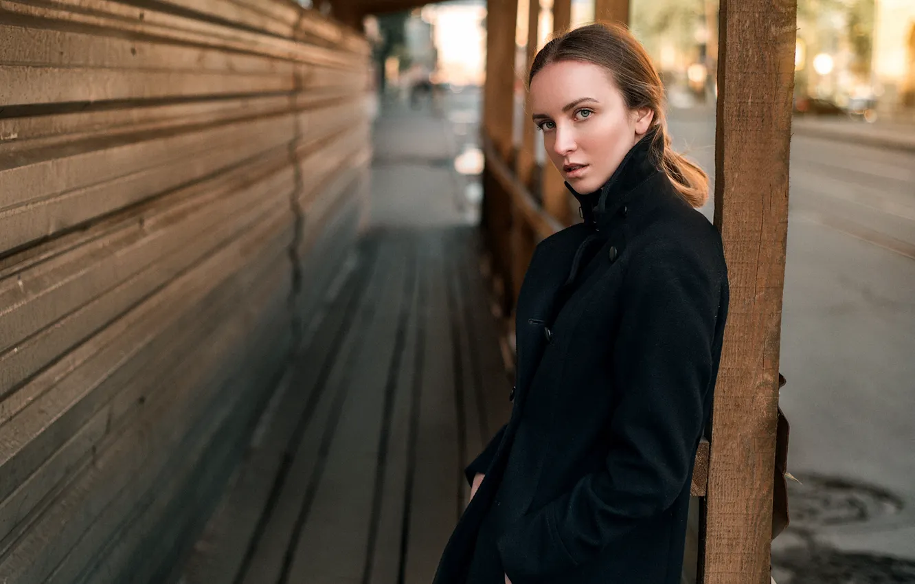Photo wallpaper look, girl, model, portrait, hairstyle, light, brown hair, bokeh