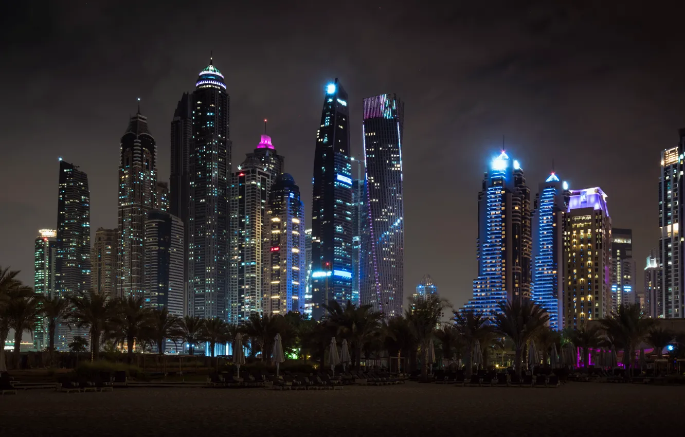 Photo wallpaper night, the city, Dubai