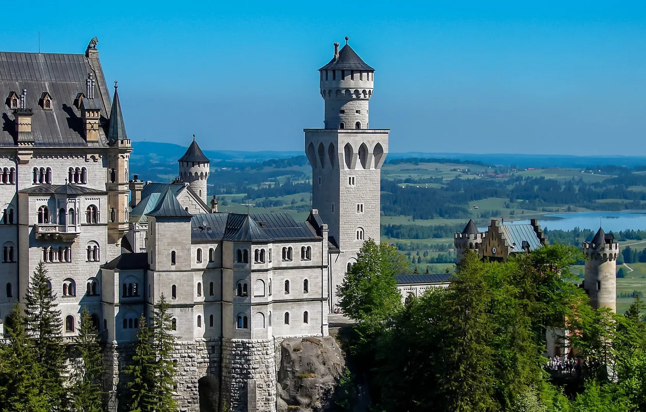 Photo wallpaper castle, wall, panorama, tower, Neuschwanstein