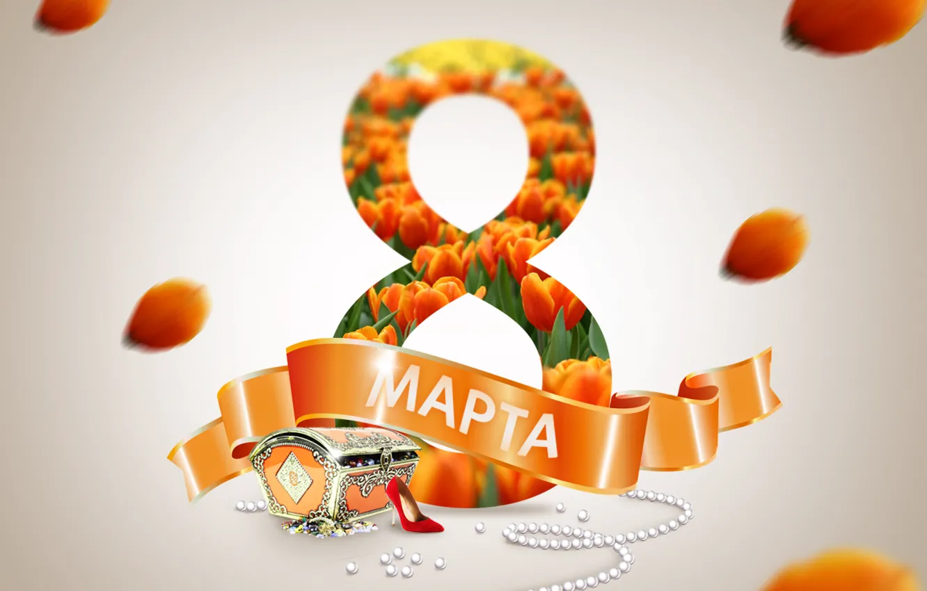 Photo wallpaper girl, flowers, woman, spring, shoes, tulips, pearl, beads