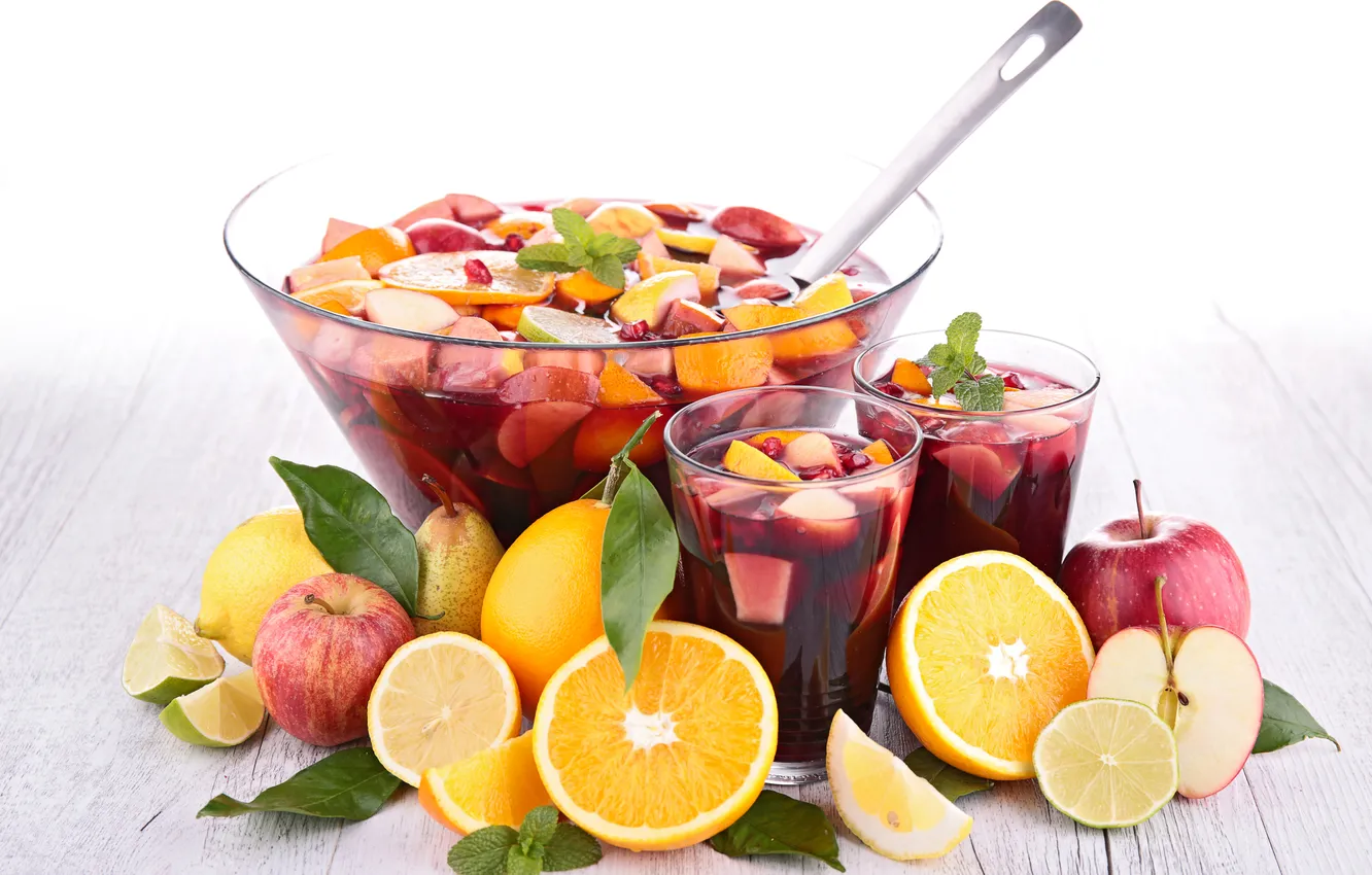 Photo wallpaper apples, apple, orange, juice, drink, fruit, oranges, compote