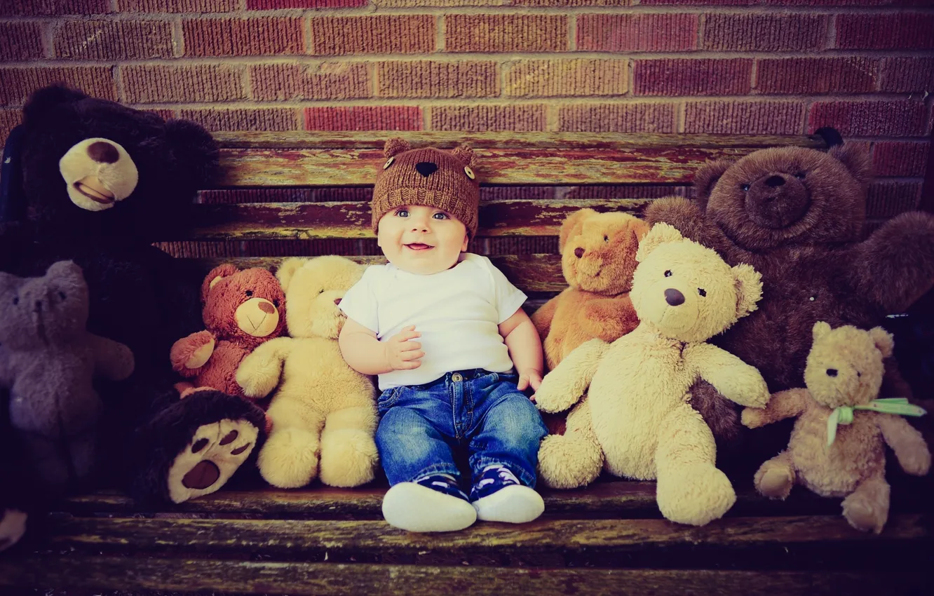 Photo wallpaper toys, child, boy, bears