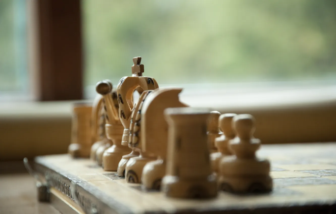 Photo wallpaper trees, the game, chess, figure