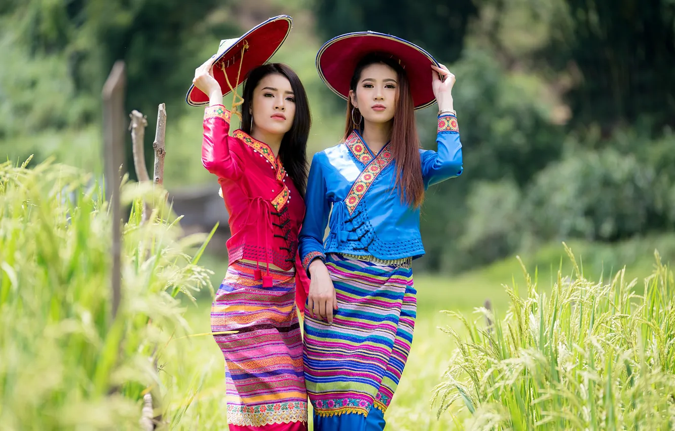 Photo wallpaper girl, Asian, bokeh