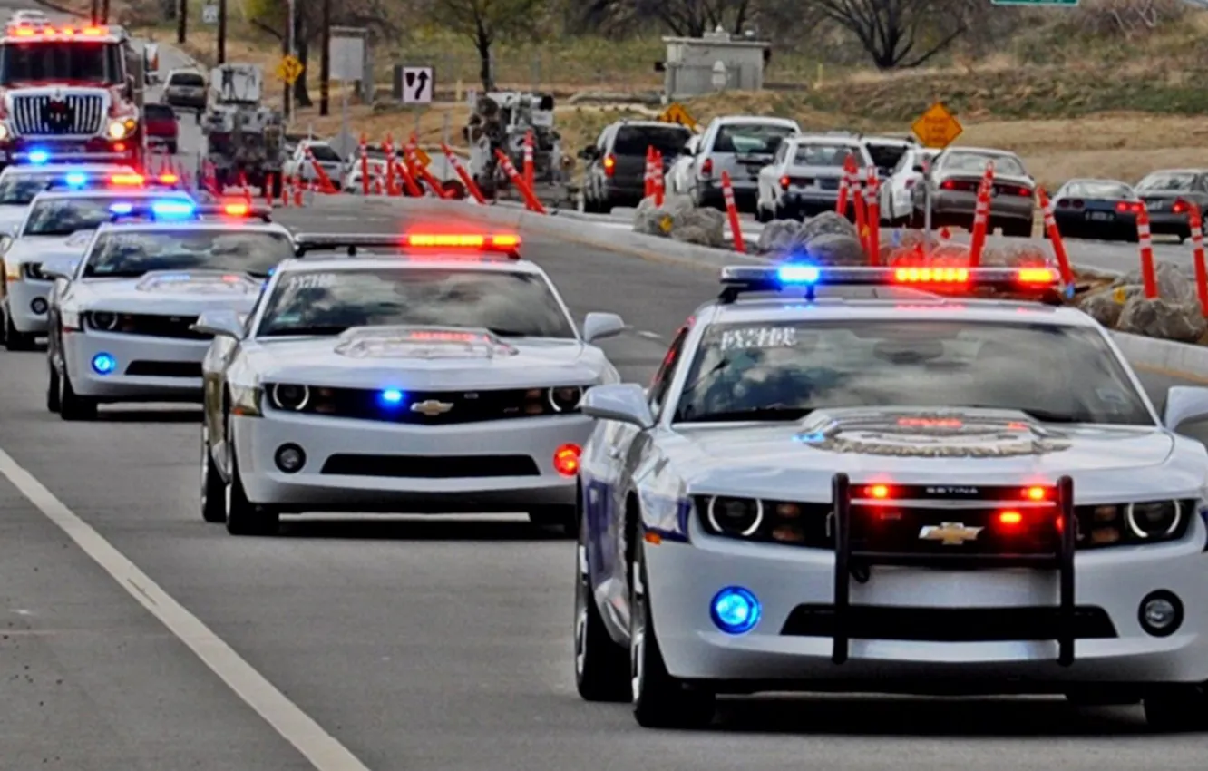 Photo wallpaper police, Chevrolet, red, police, blue, flashers