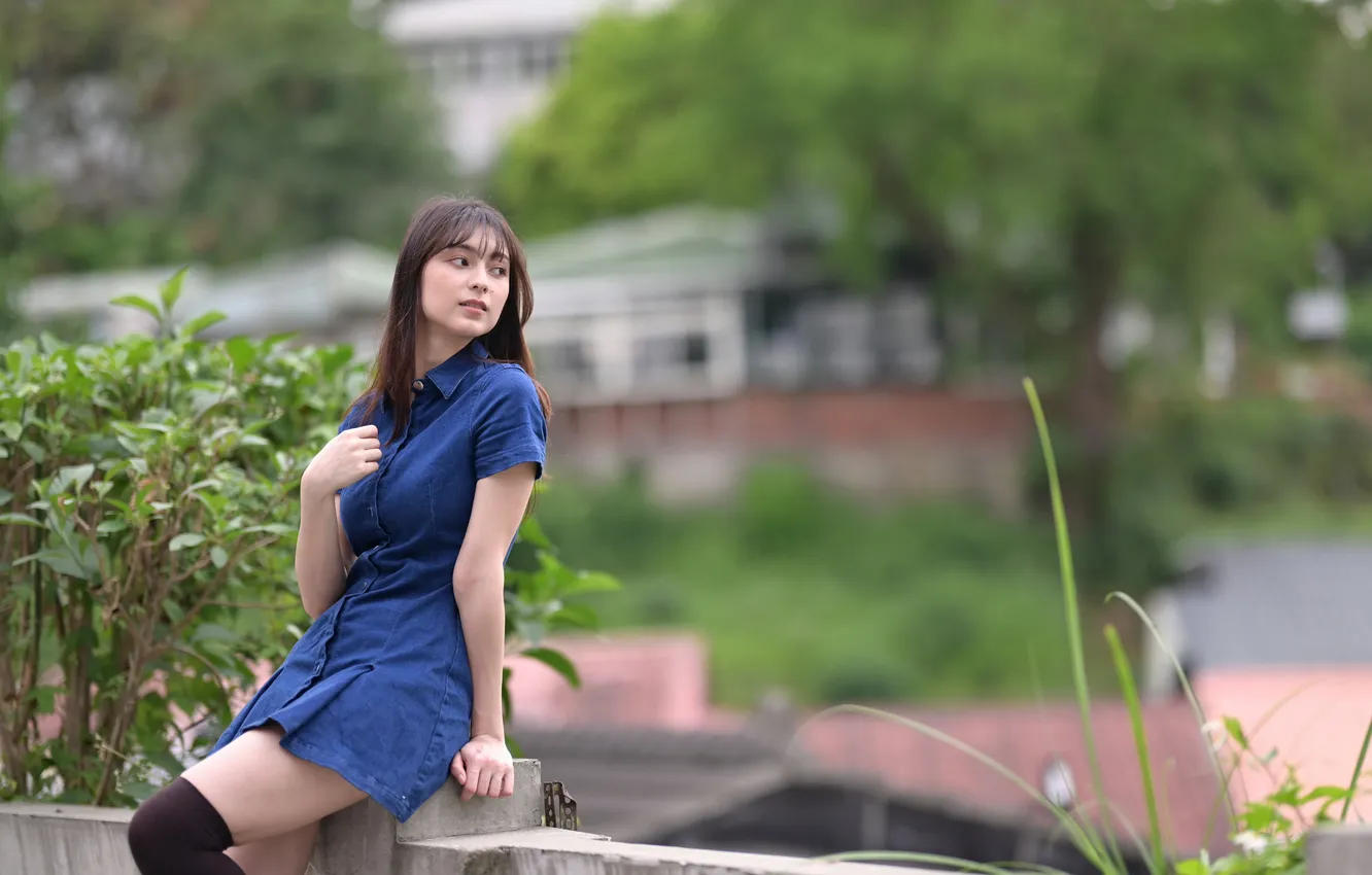 Photo wallpaper girl, dress, Asian