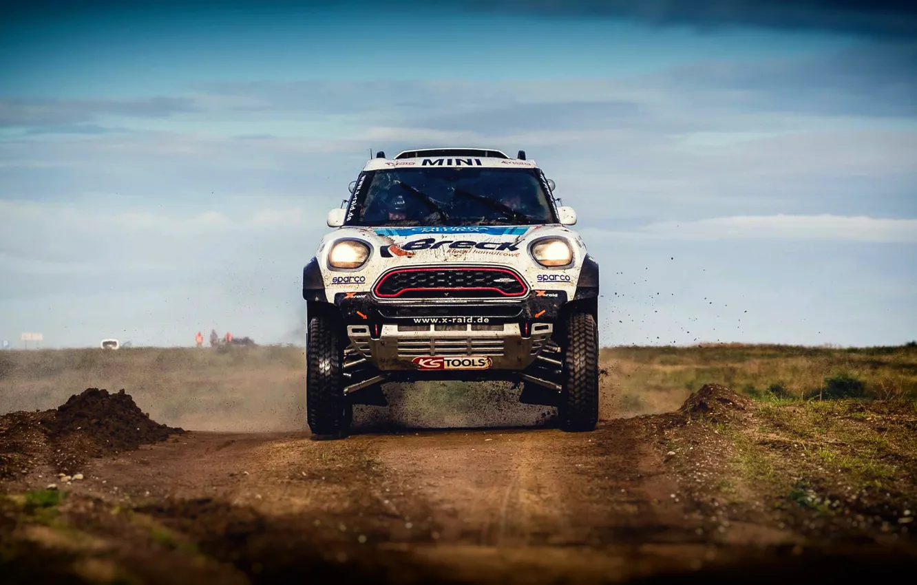 Photo wallpaper machine, auto, white, race, sport, Mini, SUV, Mini Cooper