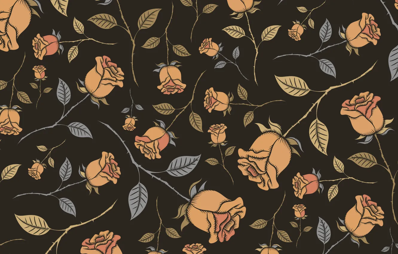 Photo wallpaper flowers, background, roses, brown, buds