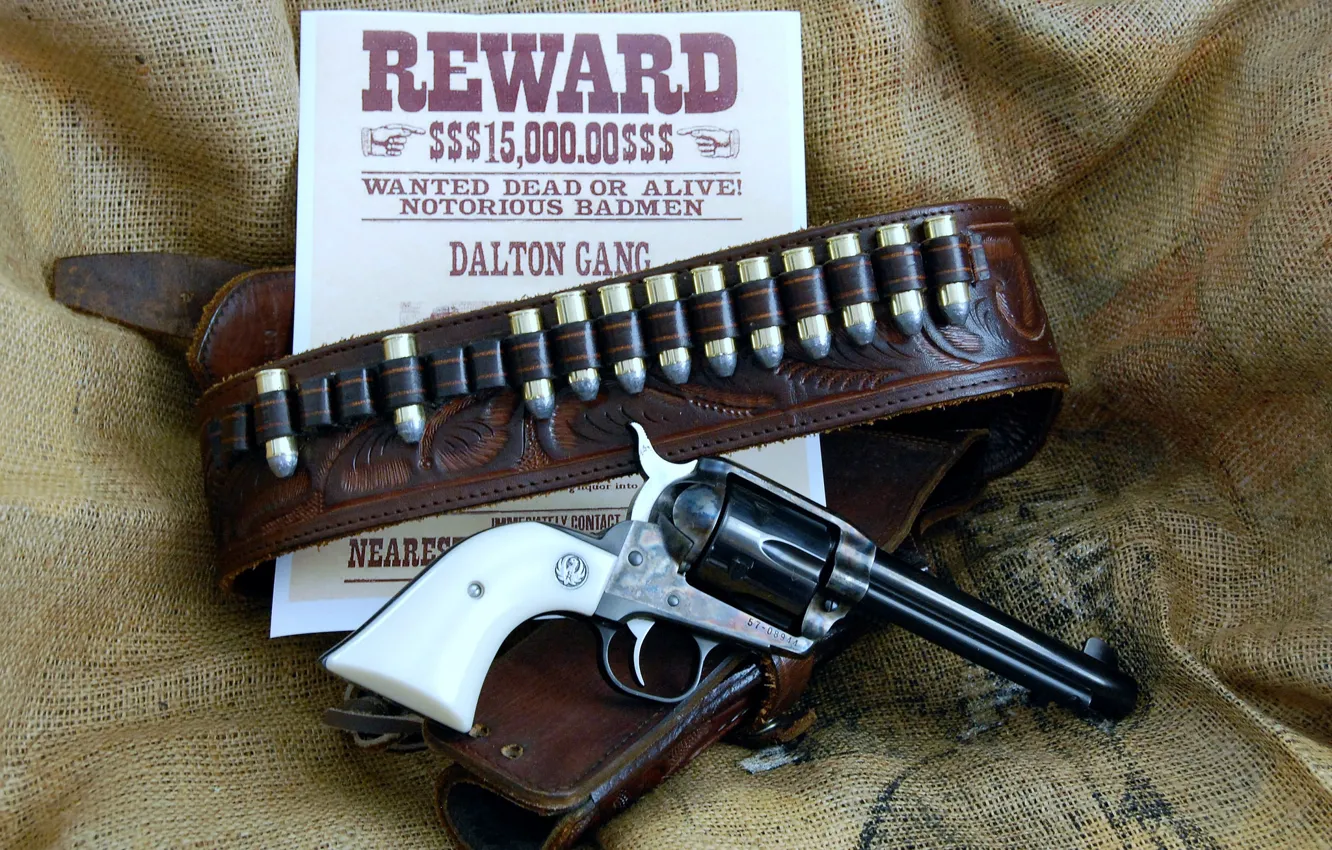 Photo wallpaper weapons, trunk, strap, revolver