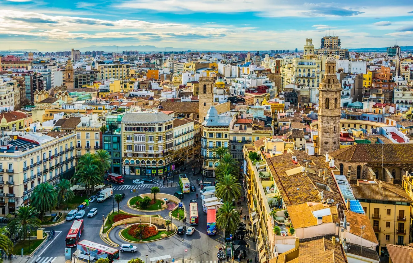 Photo wallpaper street, home, area, Spain, Valencia