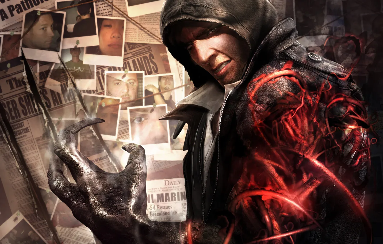 Photo wallpaper the game, Prototype, hands, the main character, evil smile