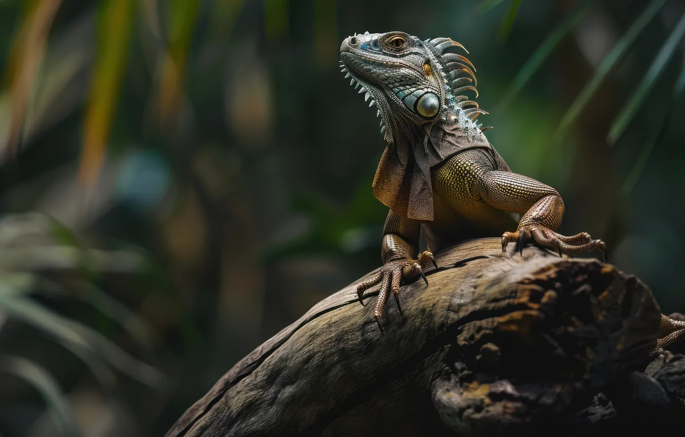 Photo wallpaper nature, Iguana, close up