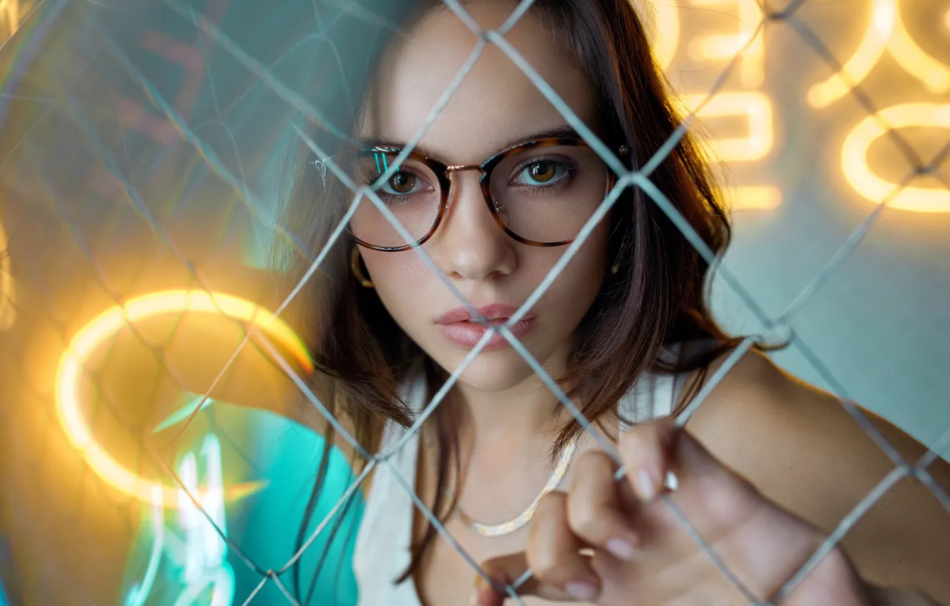 Photo wallpaper girl, portrait, glasses, Alexander Urmashev
