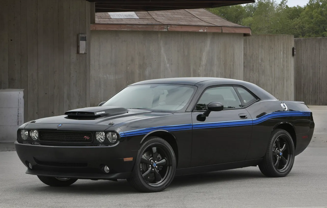 Photo wallpaper black, Dodge, Dodge Challenger, mopar