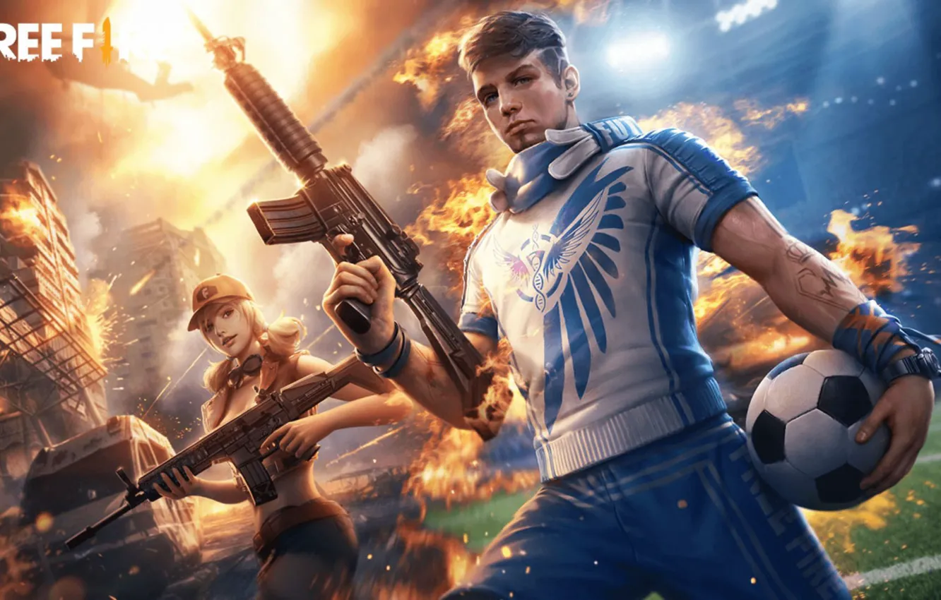 Photo wallpaper car, look, the explosion, weapons, flame, the game, game, soccer ball