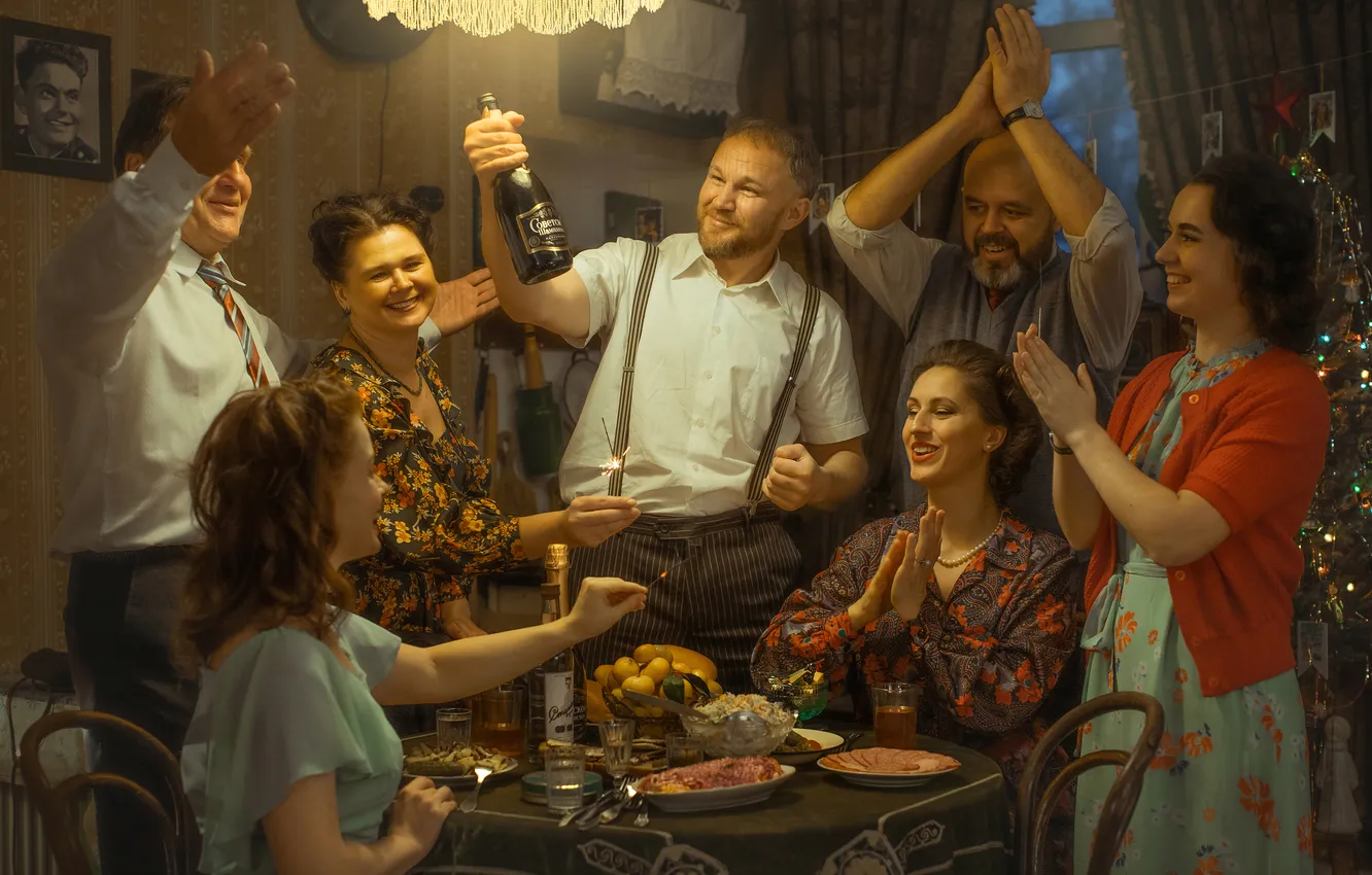 Photo wallpaper people, New Year, holiday, joy, Feast