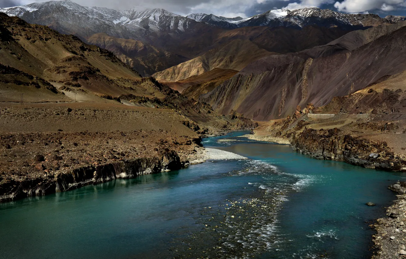 Photo wallpaper mountains, river, India, The Himalayas