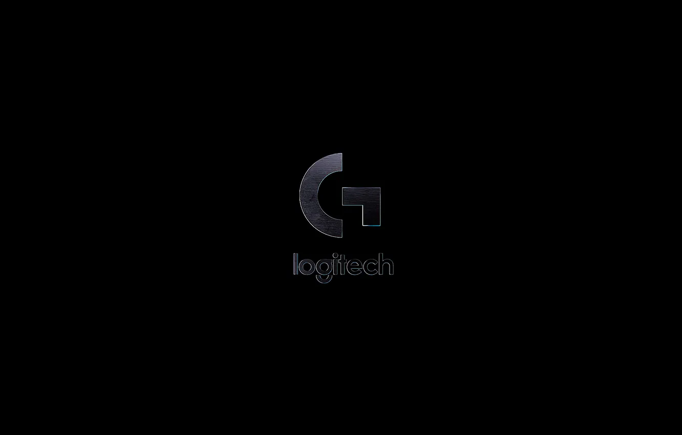 Photo wallpaper monochrome, Logitech, black background, technology, Minimal logo