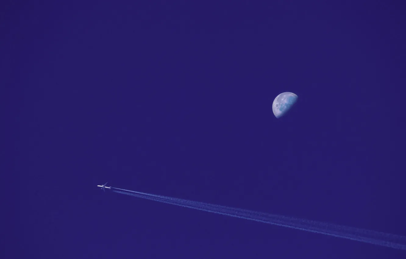 Photo wallpaper the sky, the moon, the plane