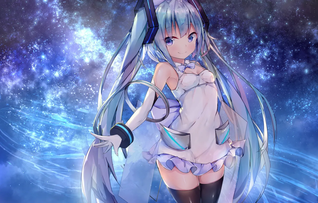 Photo wallpaper girl, space, vocaloid, hatsune miku, twiska (doubitian)