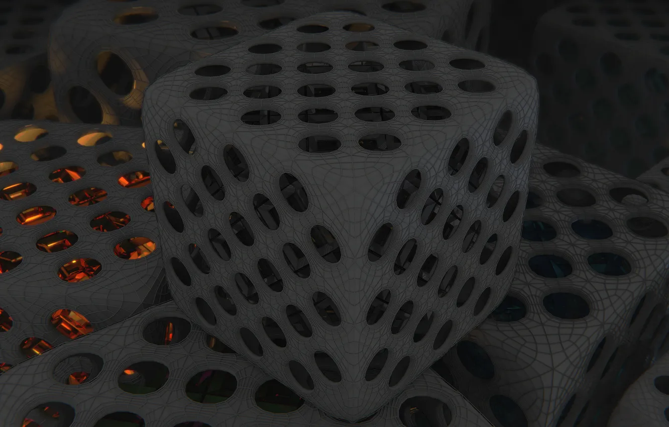 Photo wallpaper grey, render, color, abstraction, cubes, primitive, wallpaer, blender3d