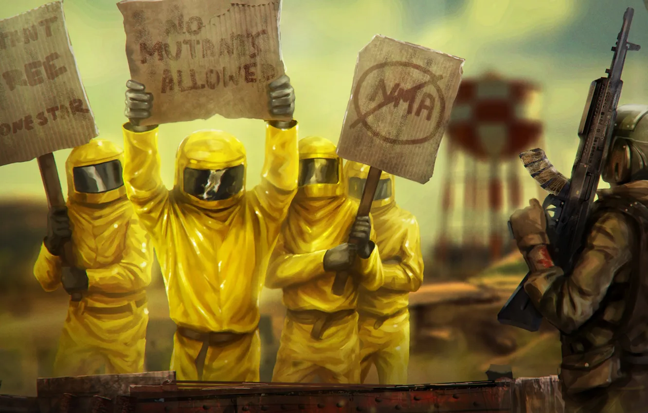 Photo wallpaper infection, poster, costume, machine, mercenary, khimzaschita, protest