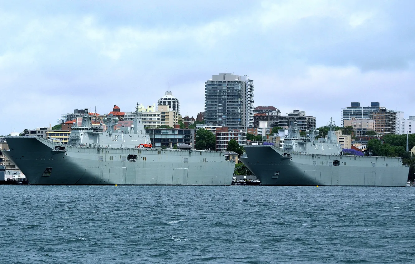 Photo wallpaper ships, Australia, Navy, Landing, &ampquot;Canberra&ampquot;, universal, &ampquot;Adelaide&ampquot;