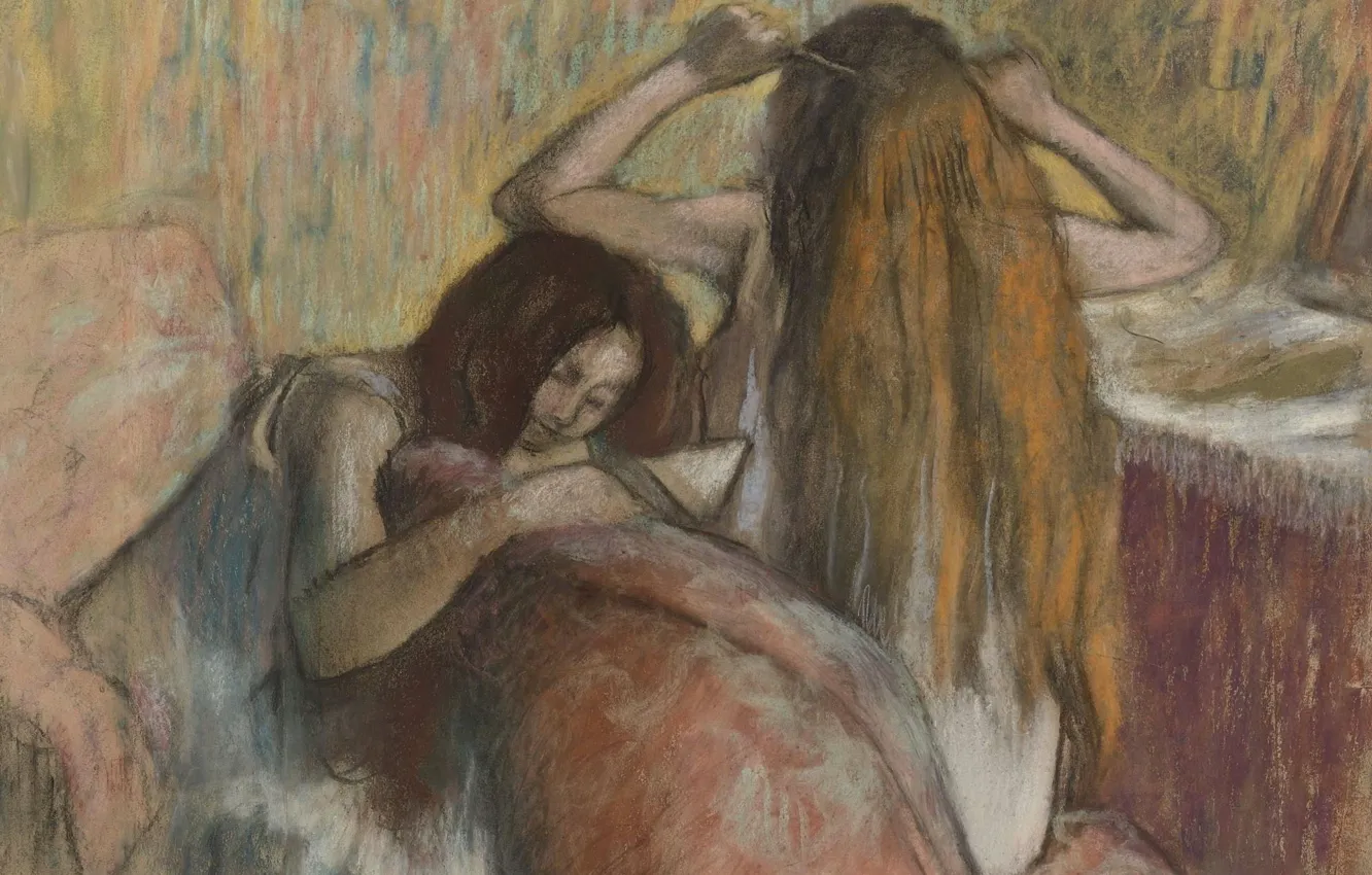 Photo wallpaper picture, genre, Edgar Degas, Edgar Degas, Woman Combing Hair