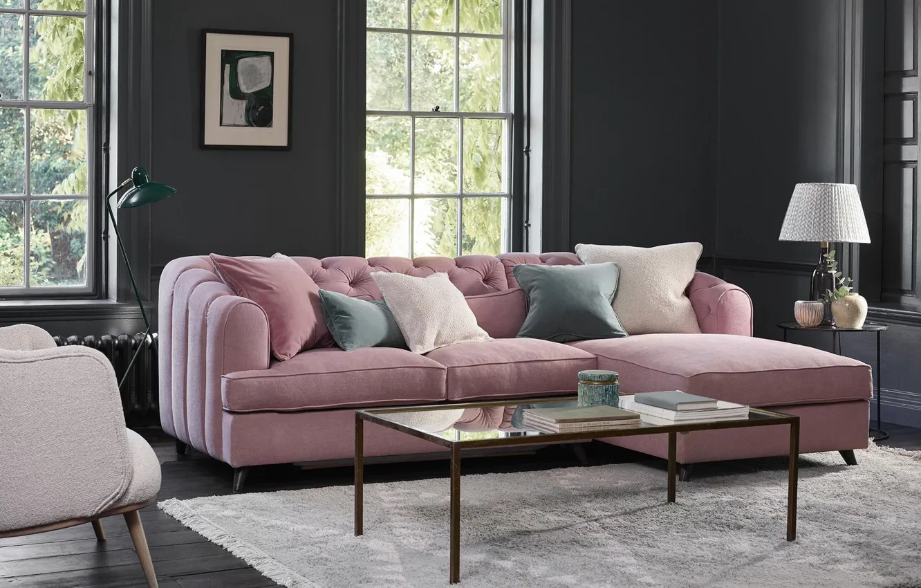Photo wallpaper design, style, lamp, interior, chair, sofa, living room