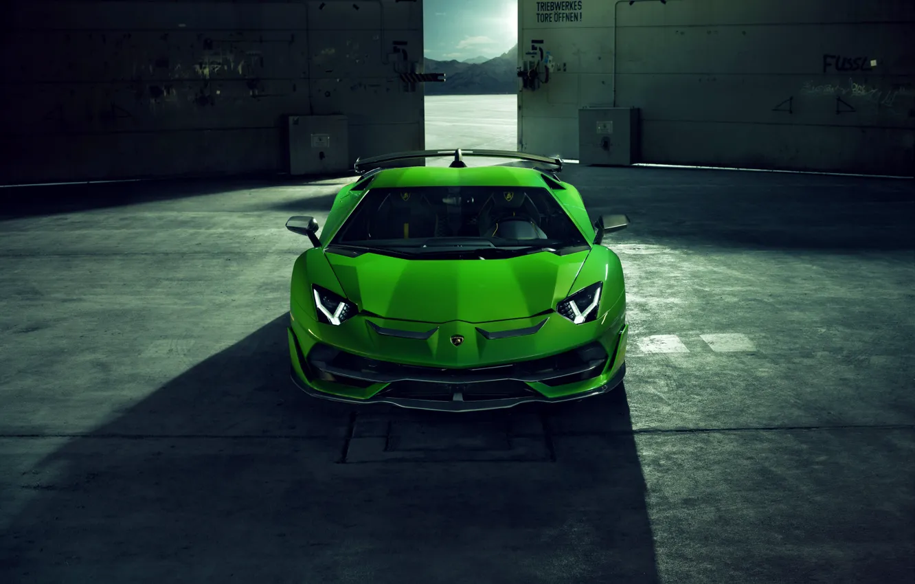 Photo wallpaper Lamborghini, supercar, front view, Aventador, Novitec, SVJ, 2019, Aventador SVJ