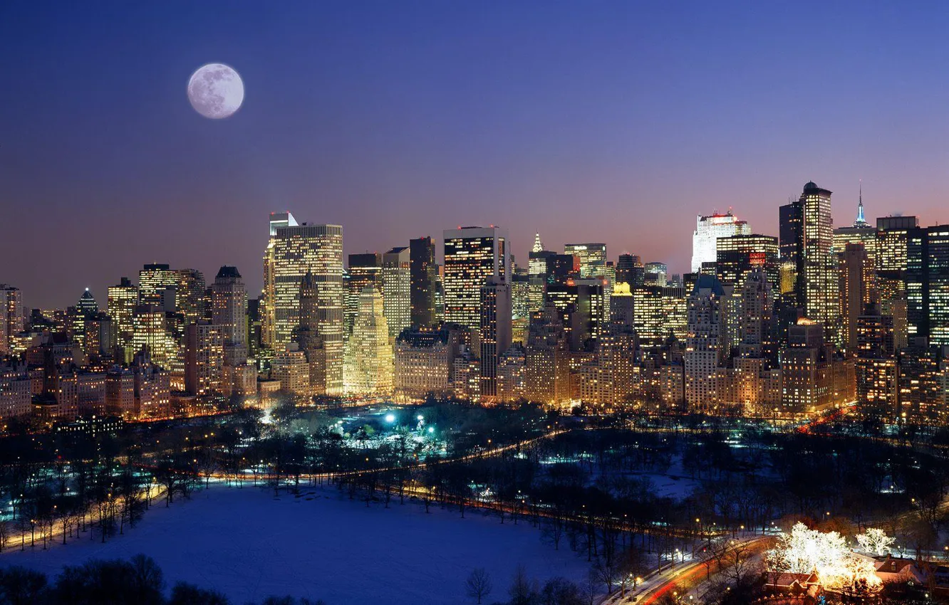 Photo wallpaper the moon, New York, Manhattan