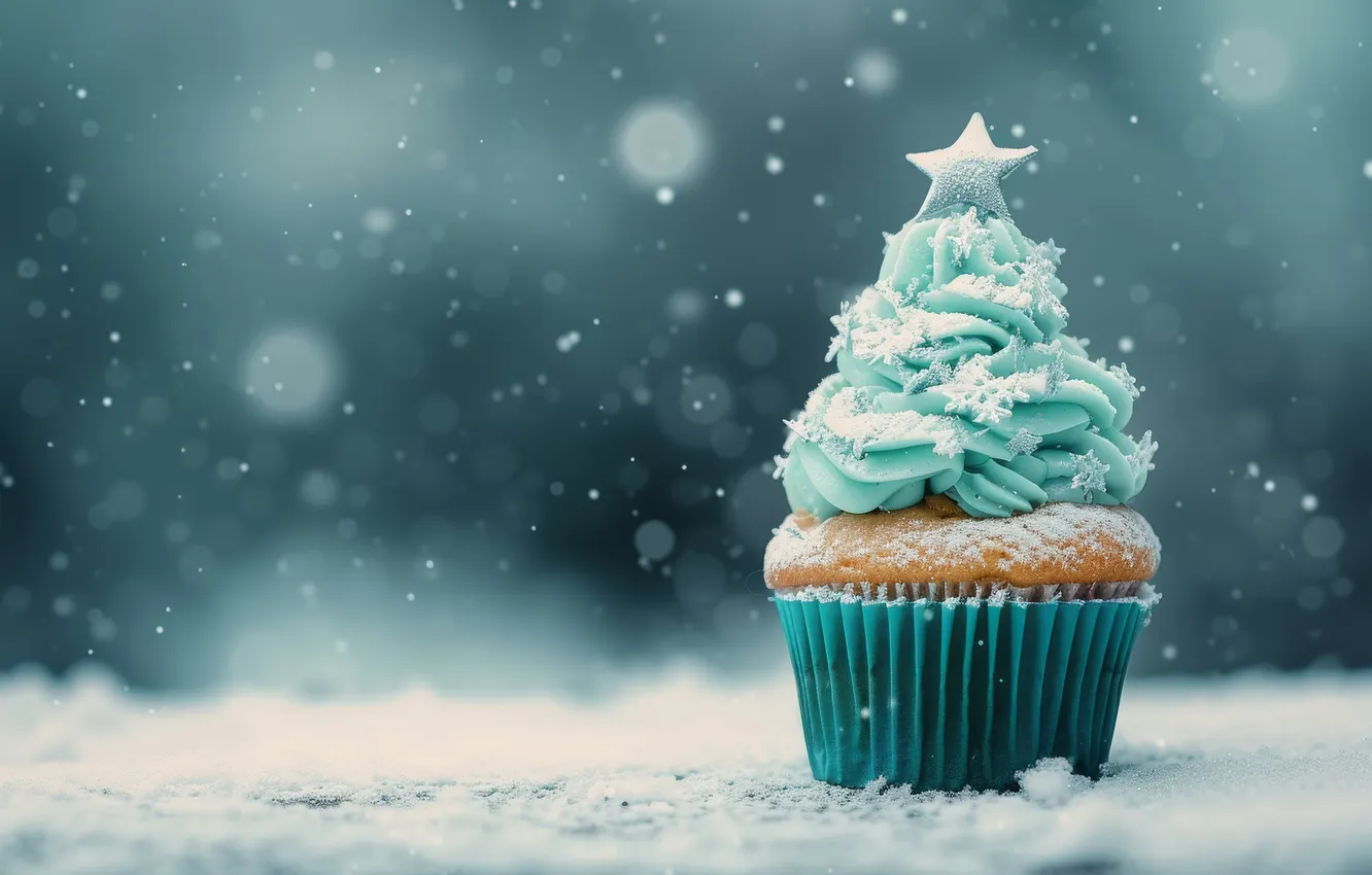 Photo wallpaper winter, stars, snow, snowflakes, new year, Christmas, herringbone, snowfall