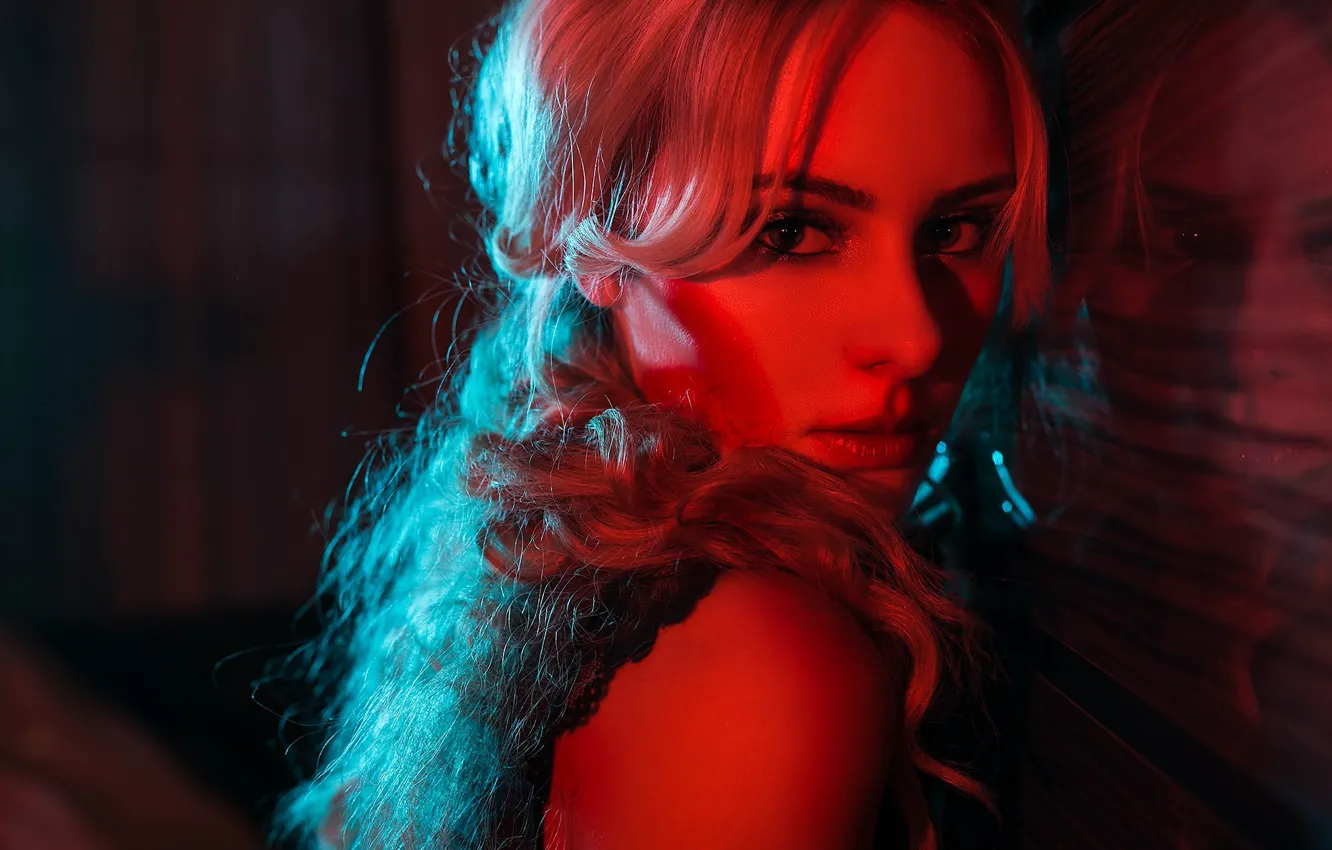 Photo wallpaper look, macro, face, reflection, model, portrait, colors, makeup