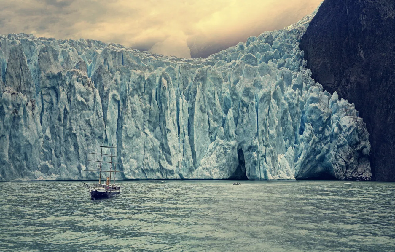 Photo wallpaper ice, sea, ship