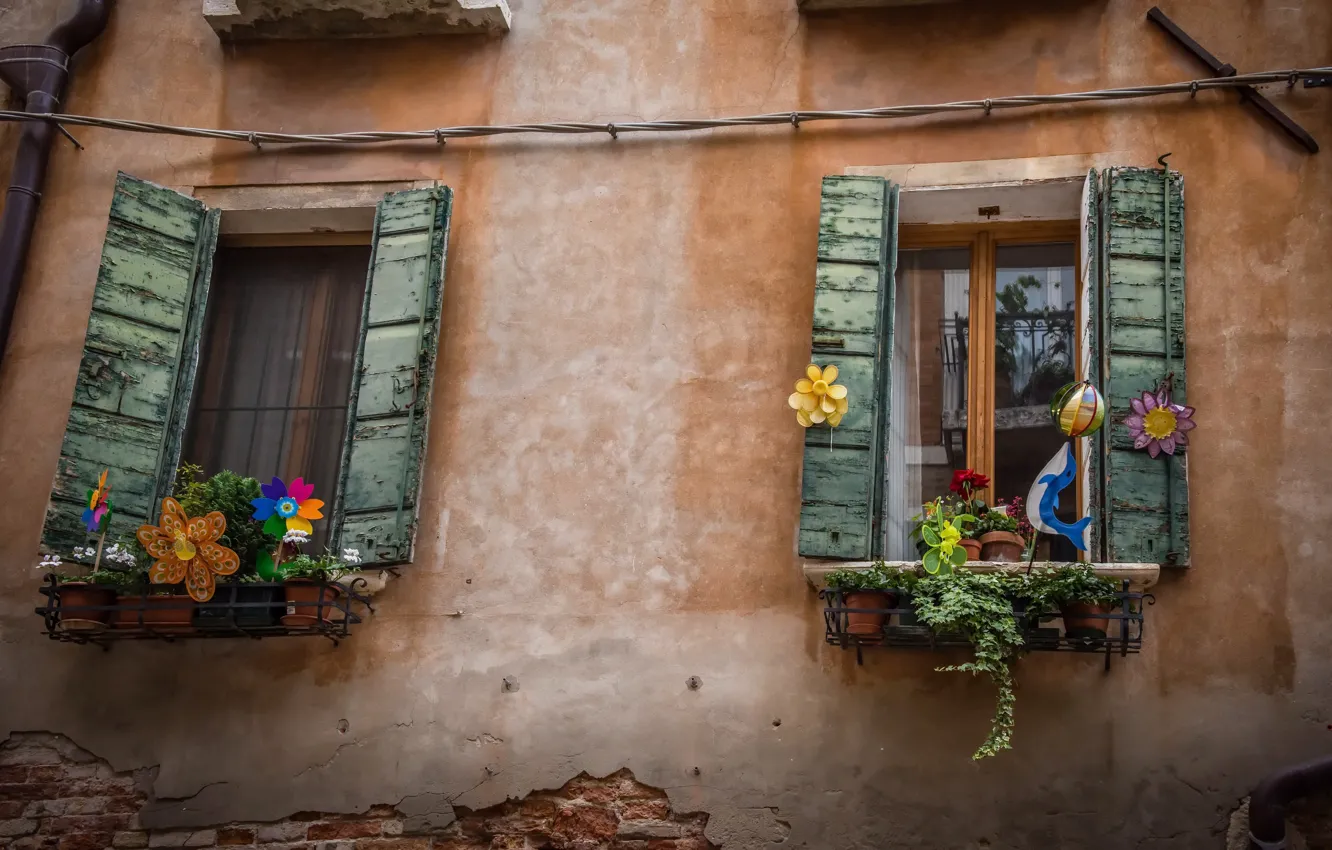Photo wallpaper house, Windows, Venecia