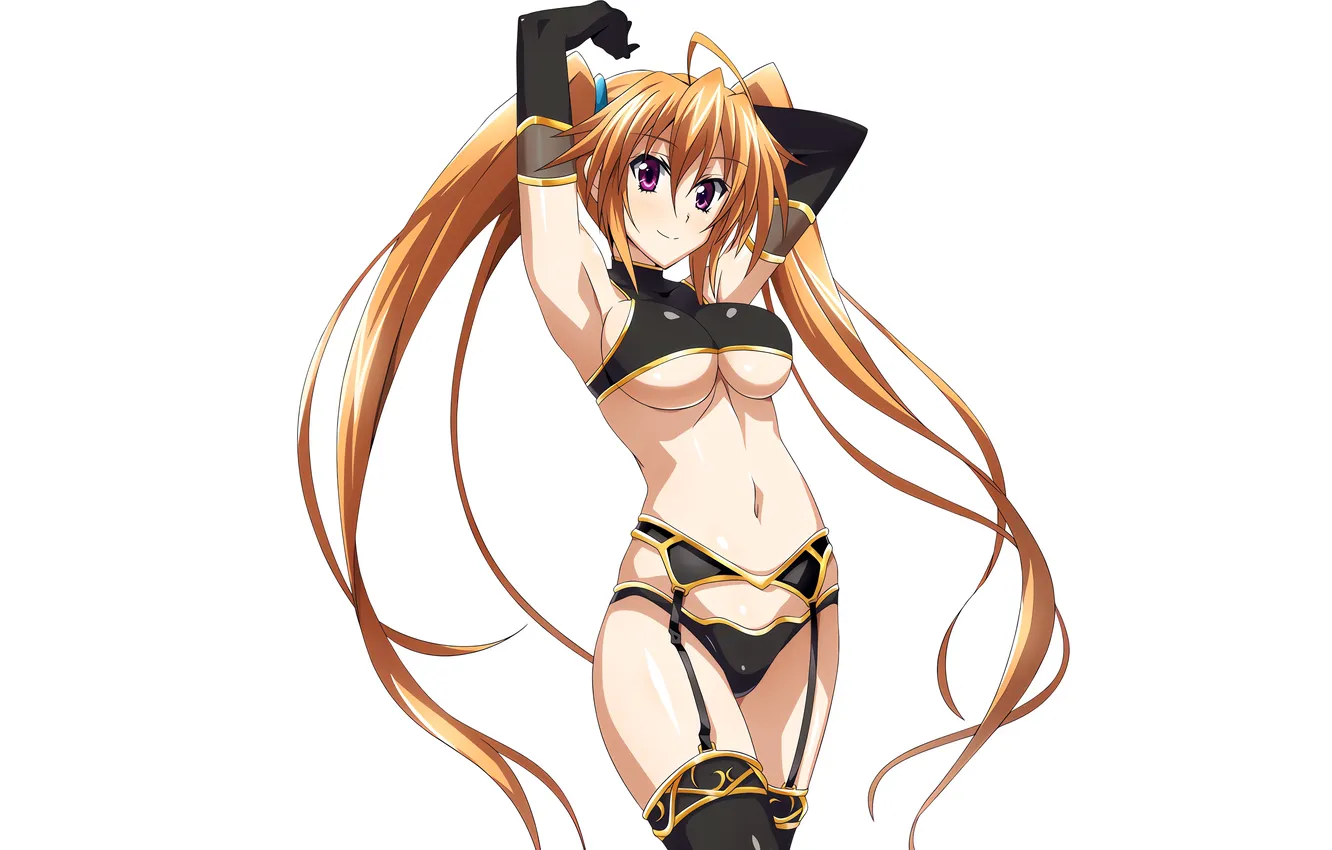 Photo wallpaper girl, sexy, lingerie, cleavage, panties, thighhighs, long hair, boobs