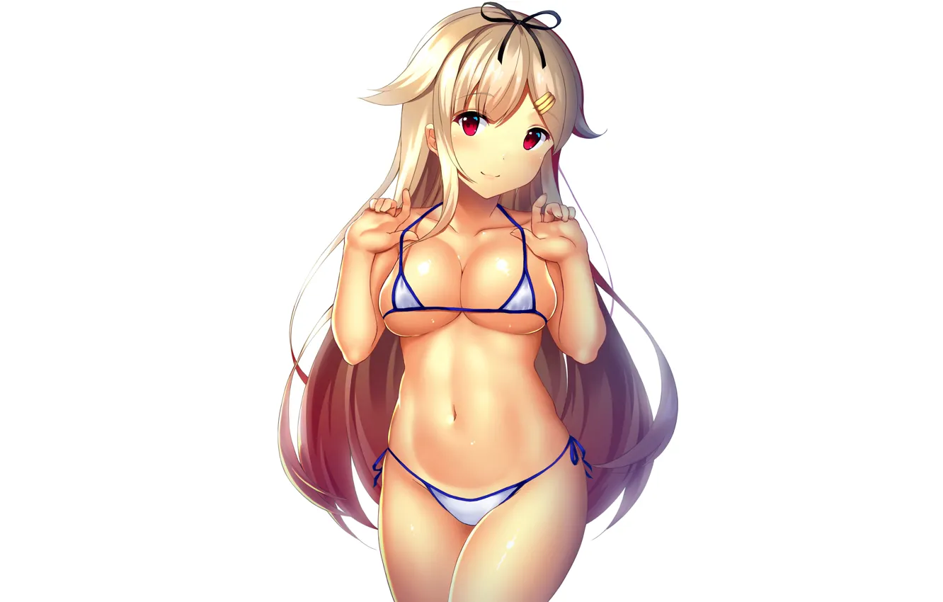 Photo wallpaper girl, sexy, cleavage, long hair, boobs, anime, beautiful, pretty