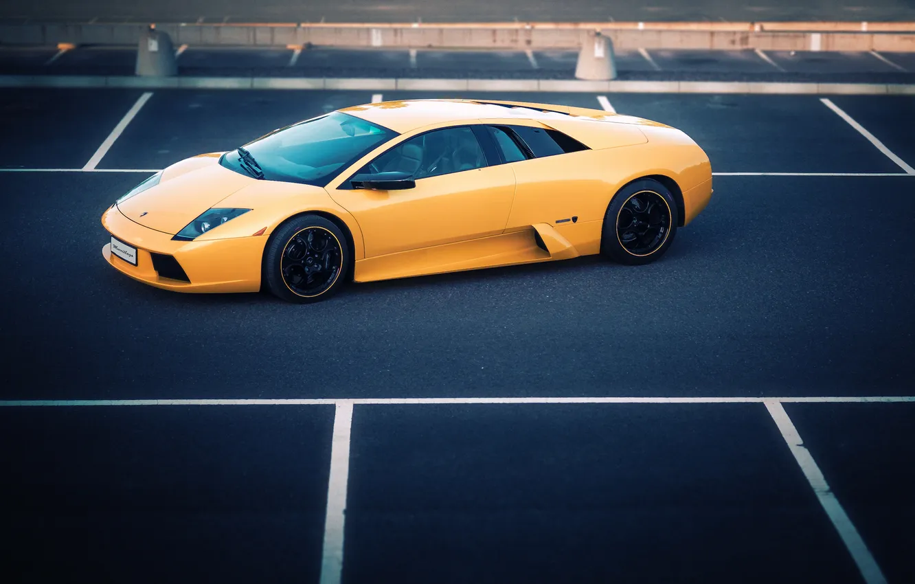 Photo wallpaper lamborghini, yellow, murcielago, Lamborghini, Murcielago, lp670-4 sv