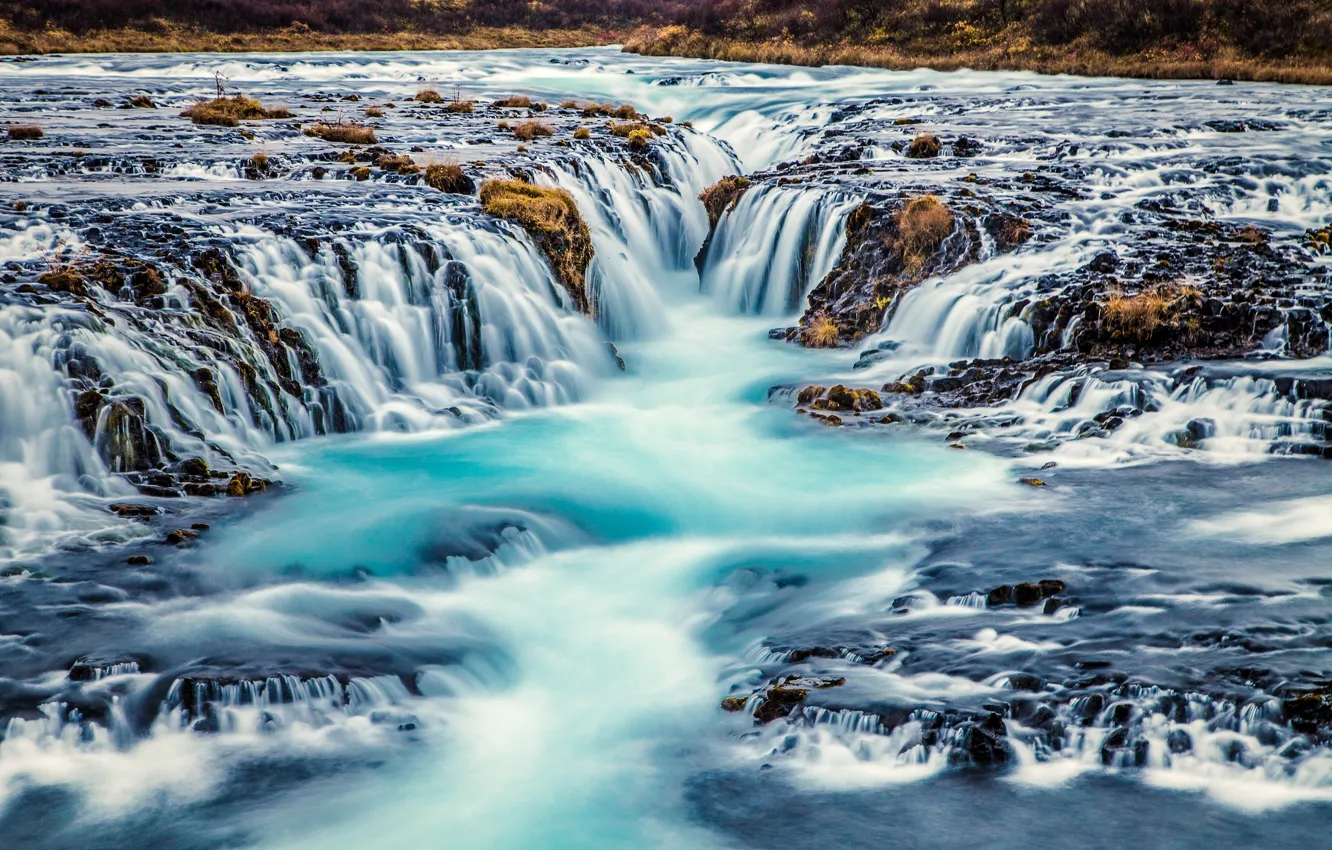 Photo wallpaper river, waterfall, cascade, Iceland, Iceland, Bruarfoss, Arnessysla