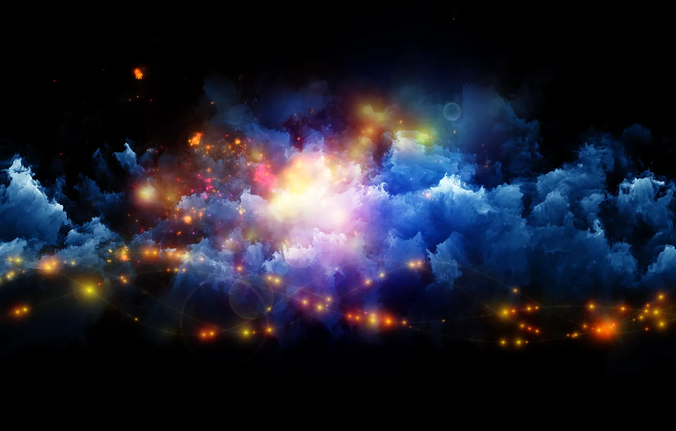 Photo wallpaper line, glow, black background