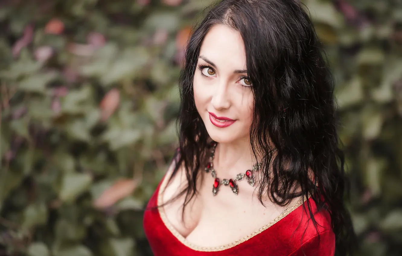 Photo wallpaper look, girl, hair, dress, brunette