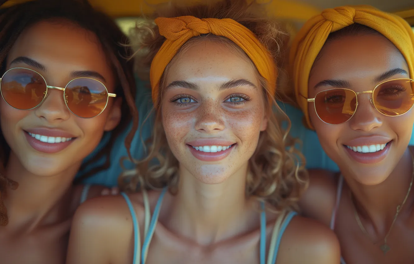 Photo wallpaper machine, summer, girl, face, smile, stay, portrait, positive