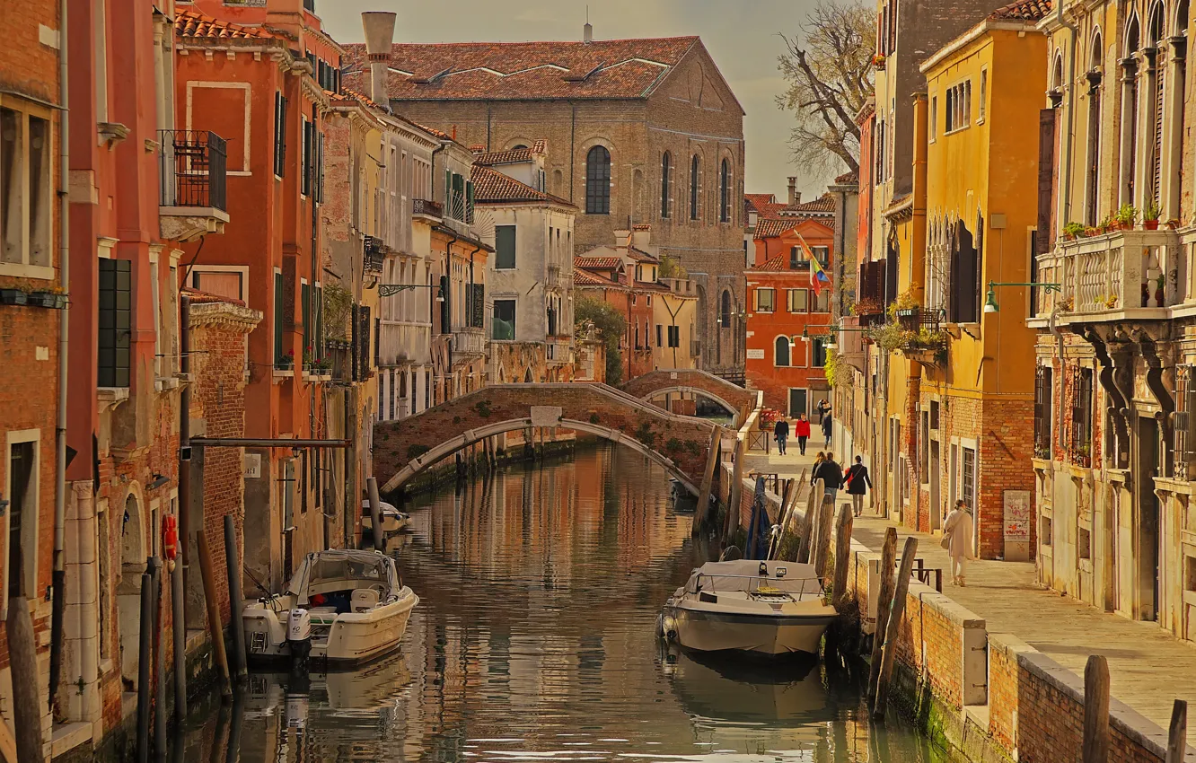 Photo wallpaper boat, home, Italy, Venice, channel