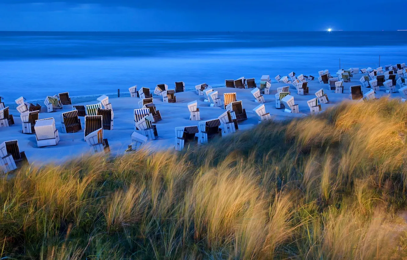 Photo wallpaper beach, island, chair, Germany, Lower Saxony, East Frisian Islands, Wangerooge